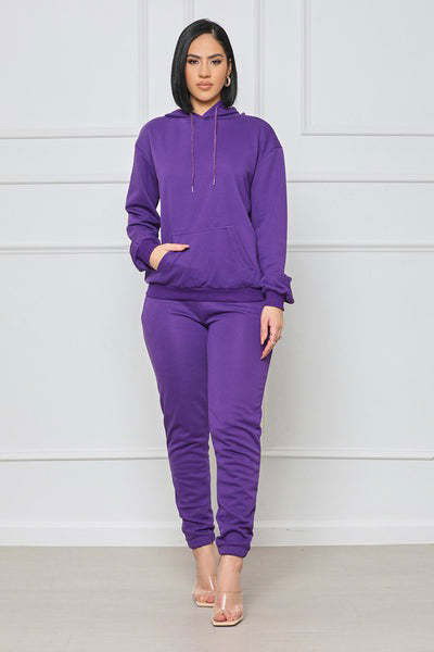 Women Purple Fashion Top Two Piece Pant Set us.meeeshop - Outfit Sets