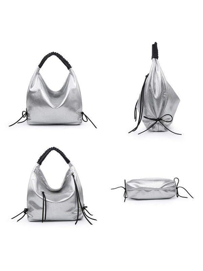 Women hobo bag metallic silver us.meeeshop - 