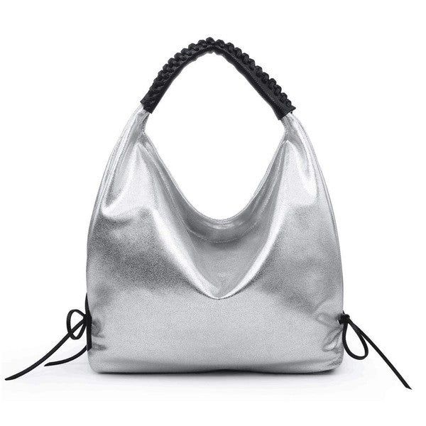 Women hobo bag metallic silver us.meeeshop - 