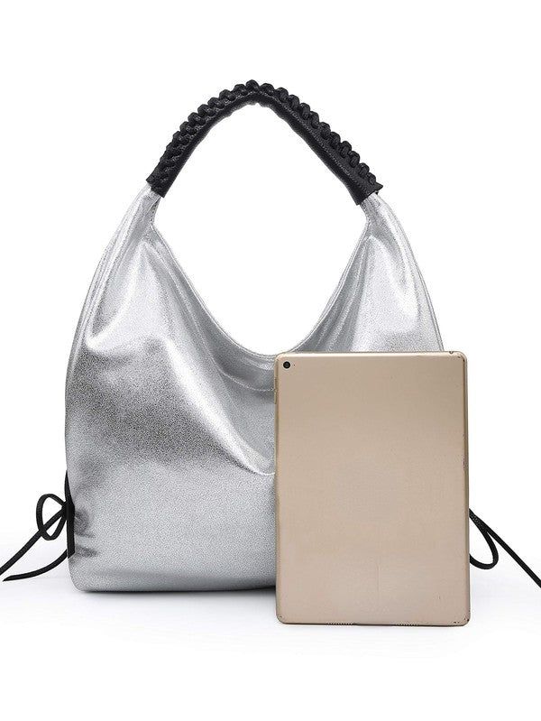 Women hobo bag metallic silver us.meeeshop - 