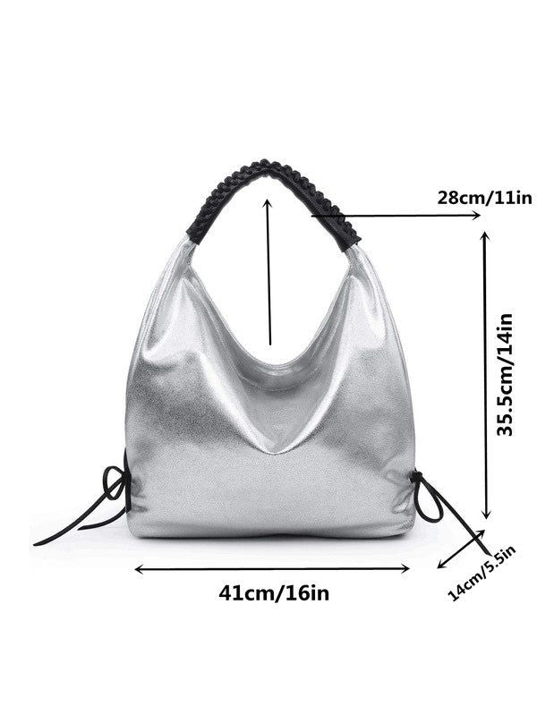 Women hobo bag metallic silver us.meeeshop - 