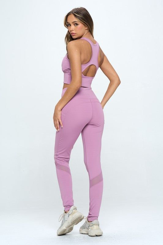 Women's Two Piece Activewear Set Cut Out Detail us.meeeshop - 