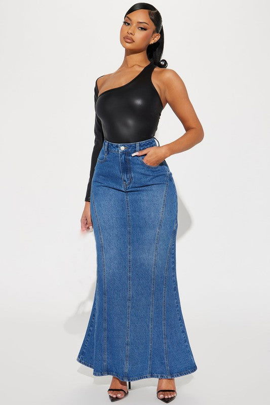 Women Fashion Denim Maxi Skirts - us.meeeshop