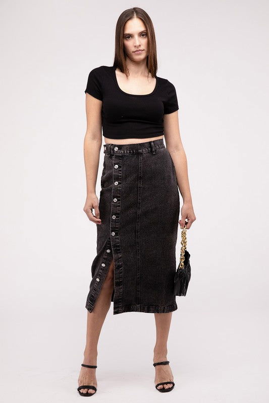 Midi Denim Skirt - us.meeeshop