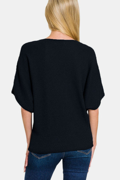 Women's Zenana V-Neck Short Sleeve Dolman Sweater - us.meeeshop