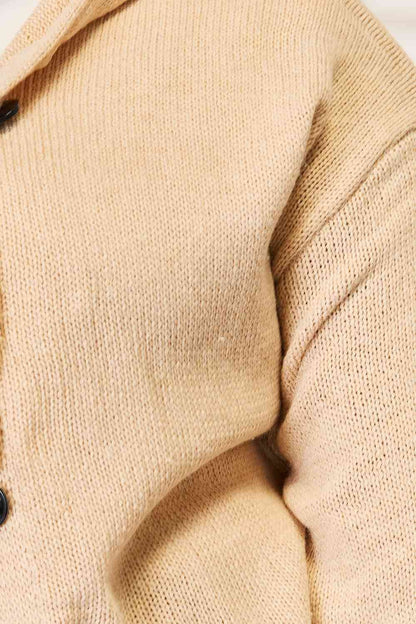 Woven Right Button-Down Long Sleeve Hooded Sweater us.meeeshop - 