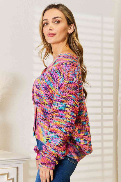 Woven Right V-Neck Long Sleeve Cardigan us.meeeshop - 