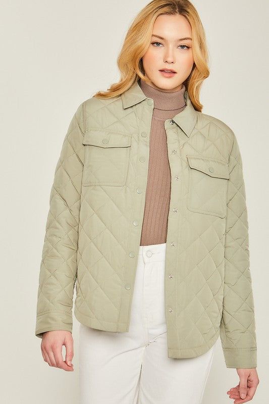 Woven Solid Bust Pocket Shacket us.meeeshop - Coats & Jackets