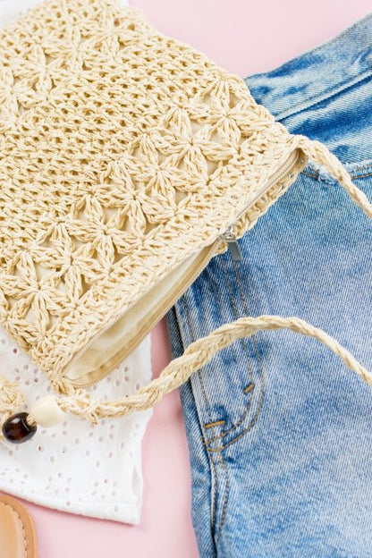 Woven Straw Tassel Accent Crossbody Bag us.meeeshop - 