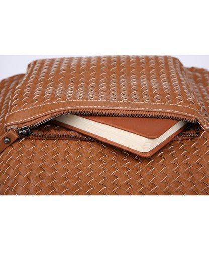 Woven backpack purse for women brown Big | us.meeeshop