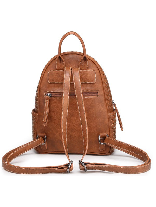 Woven backpack purse for women camel small | us.meeeshop