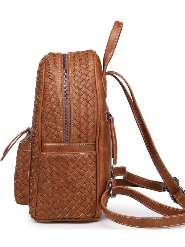 Woven backpack purse for women camel small | us.meeeshop