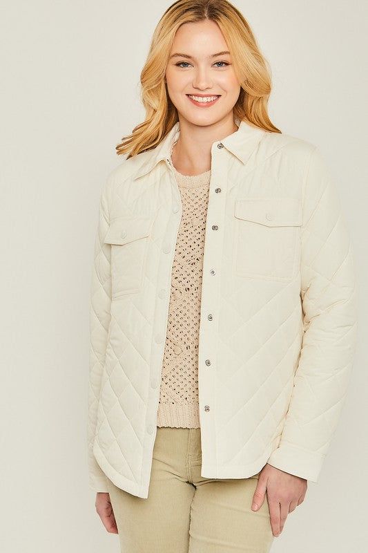 Woven Solid Bust Pocket Shacket - us.meeeshop