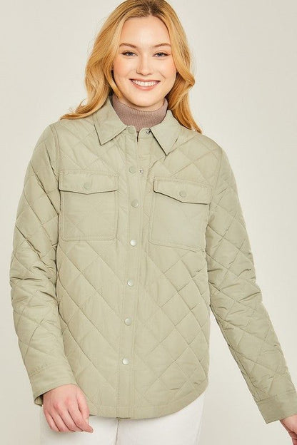 Woven Solid Bust Pocket Shacket - us.meeeshop