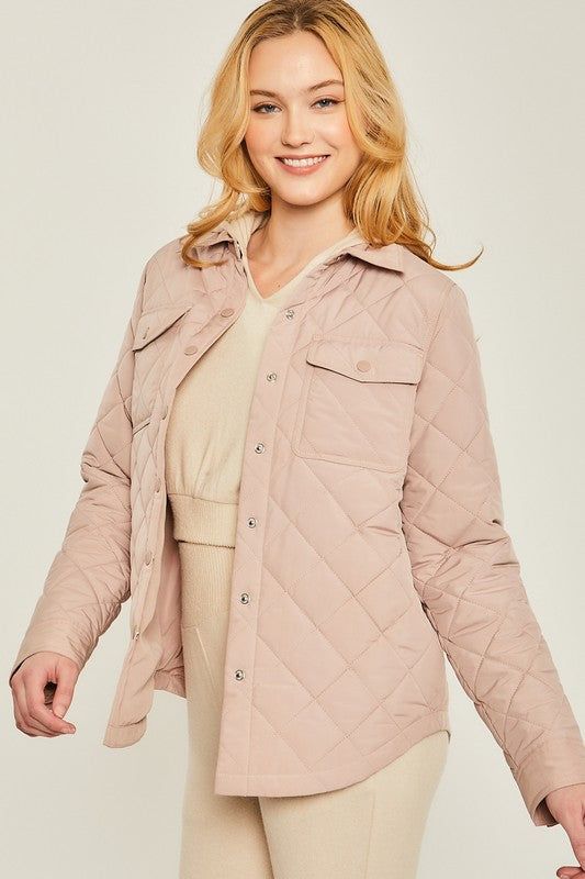 Woven Solid Bust Pocket Shacket - us.meeeshop