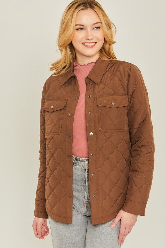 Woven Solid Bust Pocket Shacket - us.meeeshop