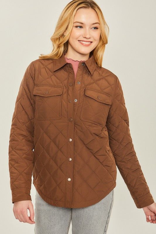 Woven Solid Bust Pocket Shacket - us.meeeshop