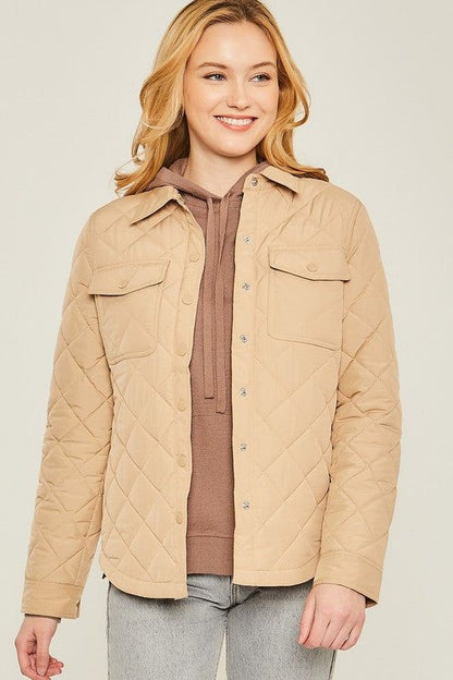 Woven Solid Bust Pocket Shacket - us.meeeshop