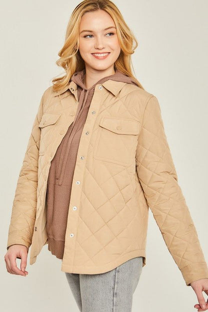 Woven Solid Bust Pocket Shacket - us.meeeshop