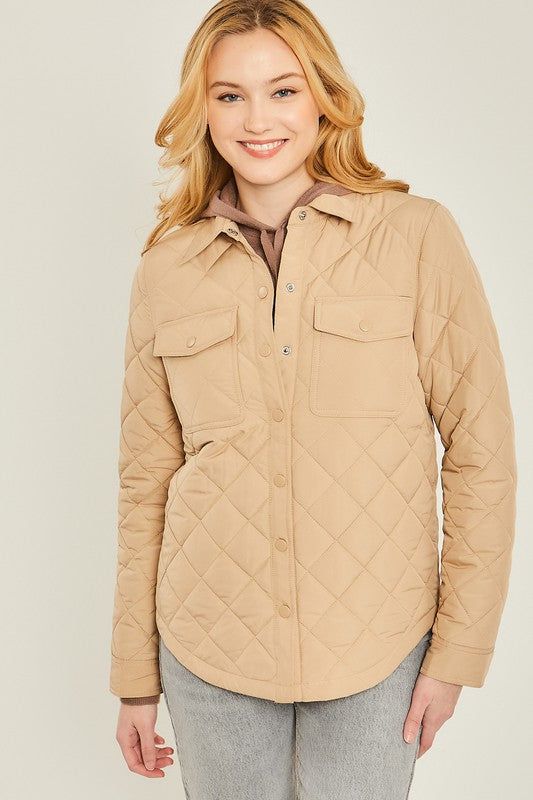 Woven Solid Bust Pocket Shacket - us.meeeshop