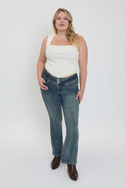 Women's plus 3-button Premium Stretch Bootcut Jeans