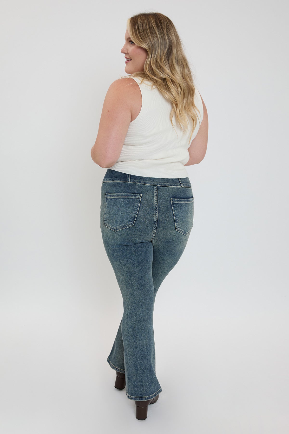 Women's plus 3-button Premium Stretch Bootcut Jeans