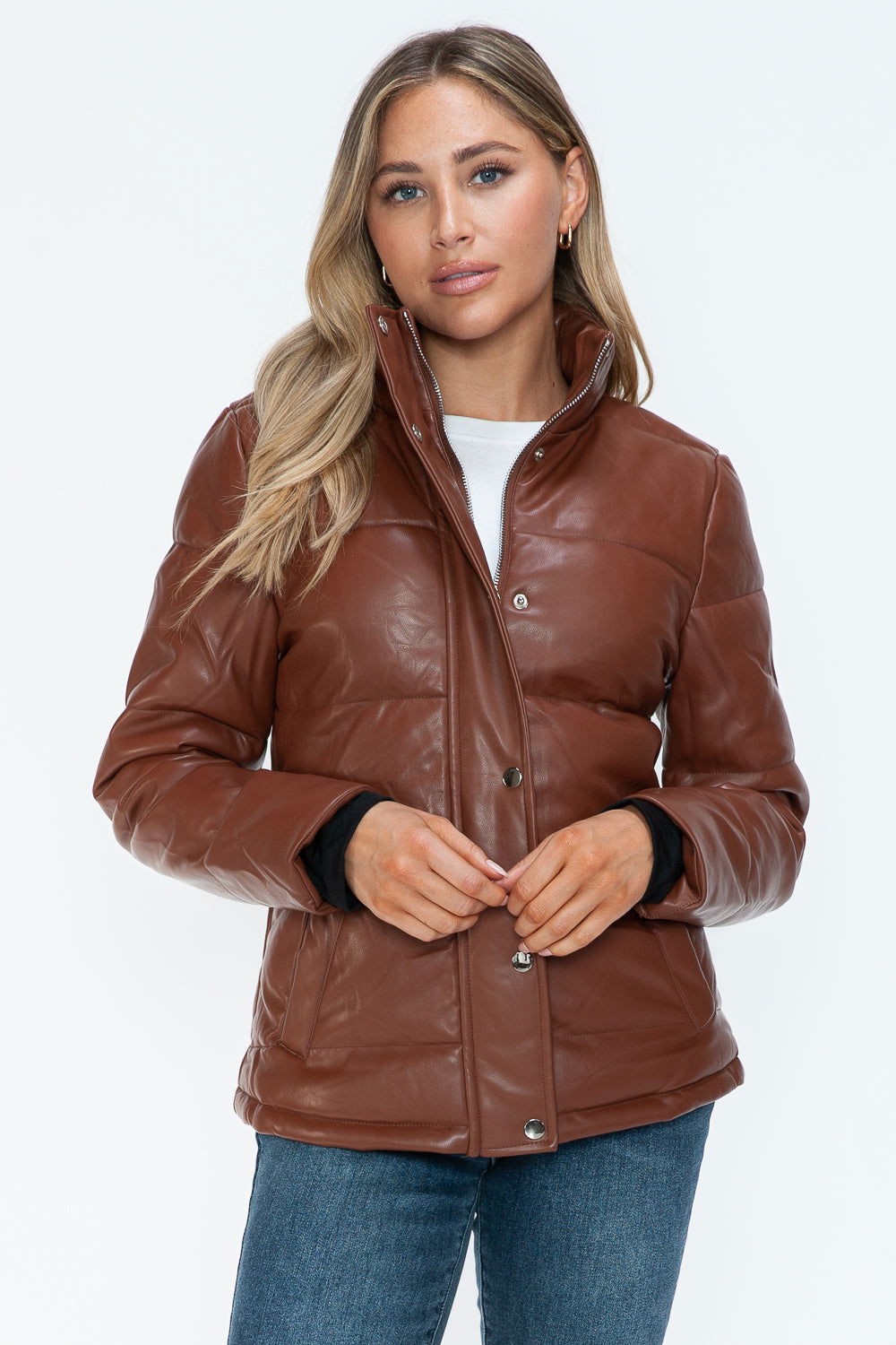 YMI Pocketed Zip Up Turtleneck Puffer Jacket us.meeeshop - 