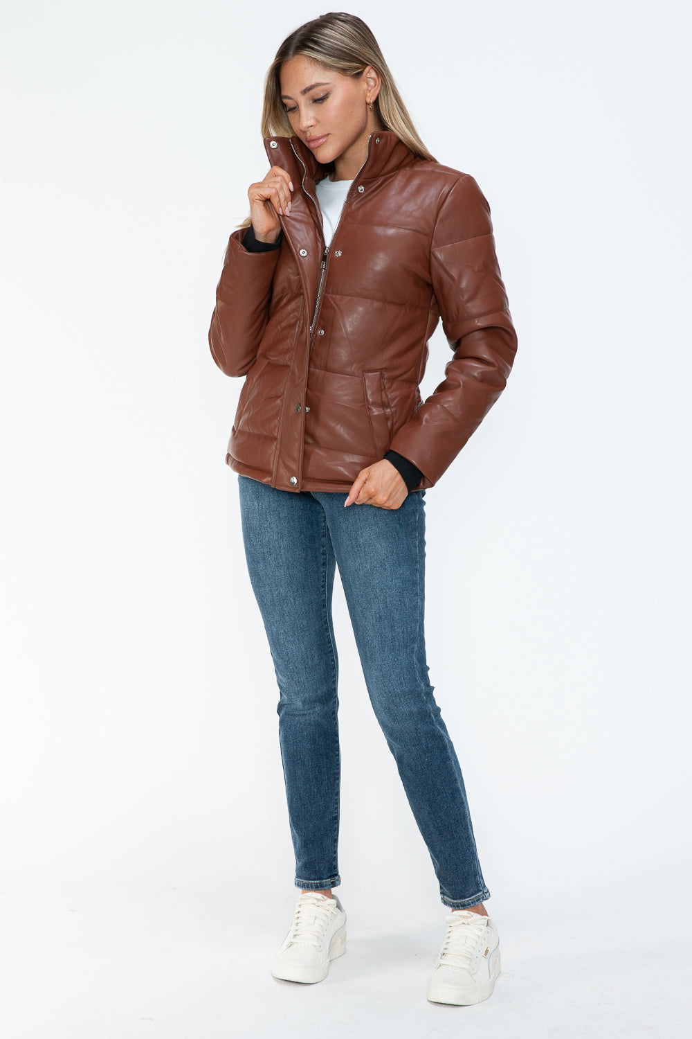 YMI Pocketed Zip Up Turtleneck Puffer Jacket us.meeeshop - 