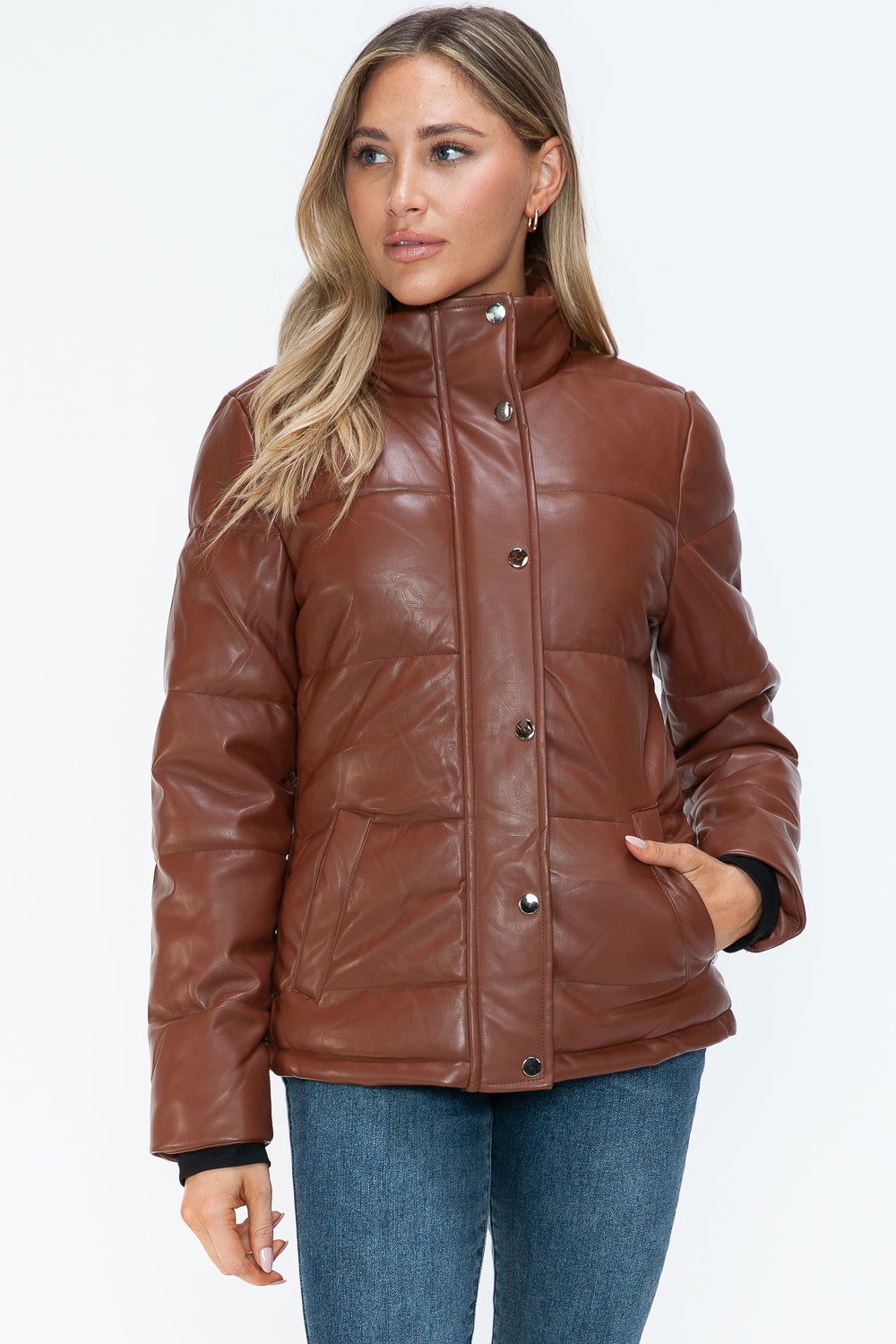 YMI Pocketed Zip Up Turtleneck Puffer Jacket us.meeeshop - 