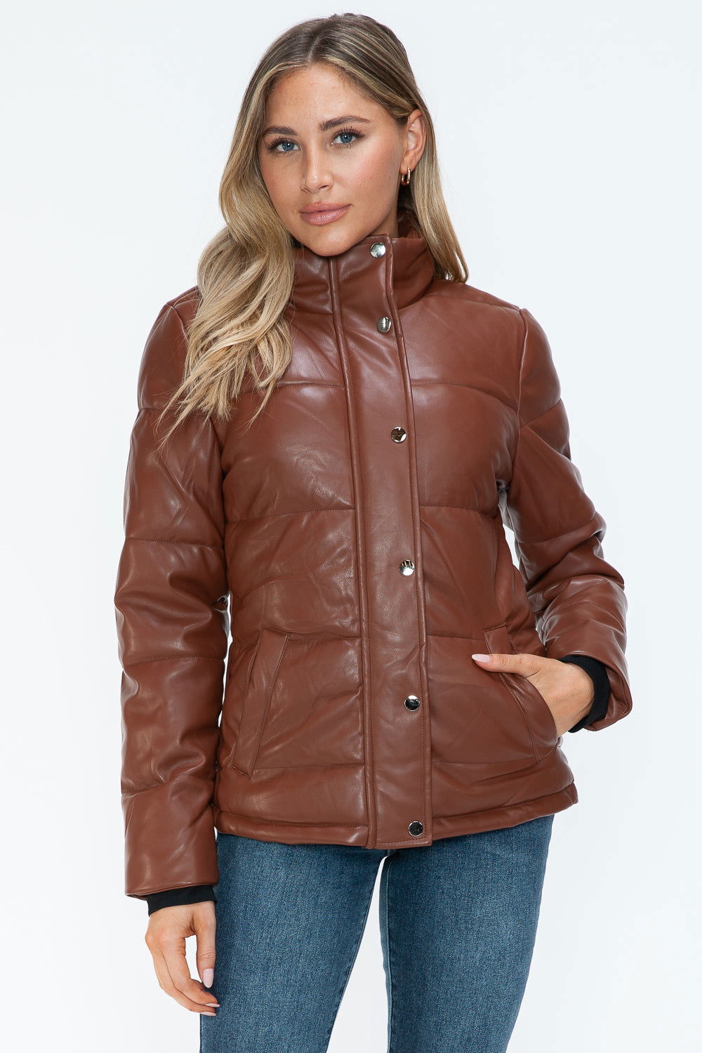 YMI Pocketed Zip Up Turtleneck Puffer Jacket us.meeeshop - 