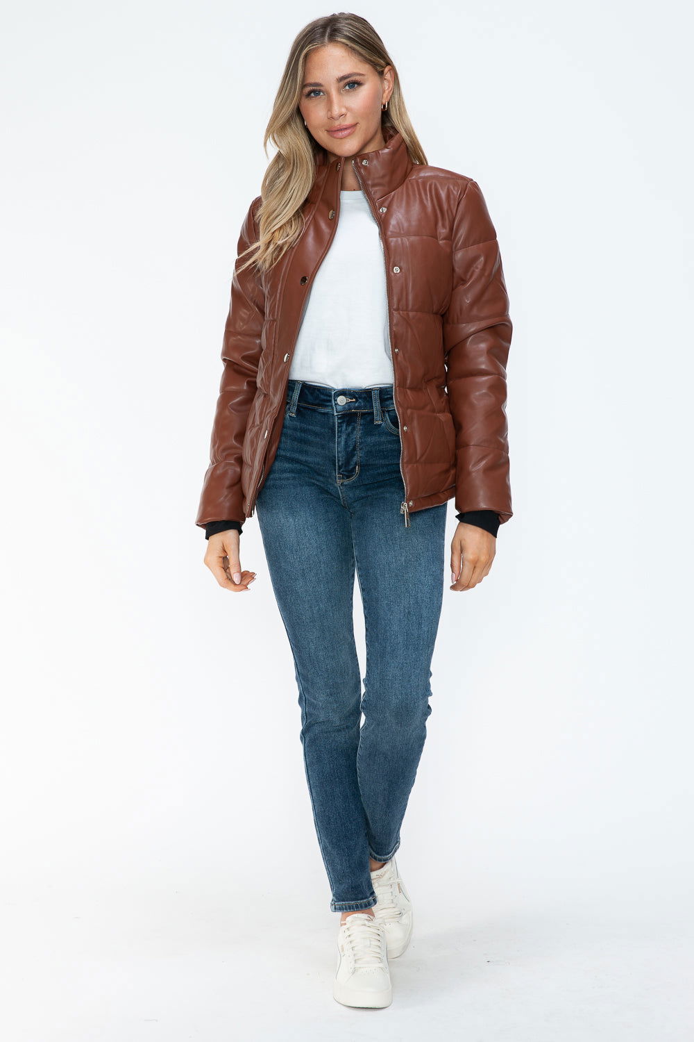 YMI Pocketed Zip Up Turtleneck Puffer Jacket us.meeeshop - 