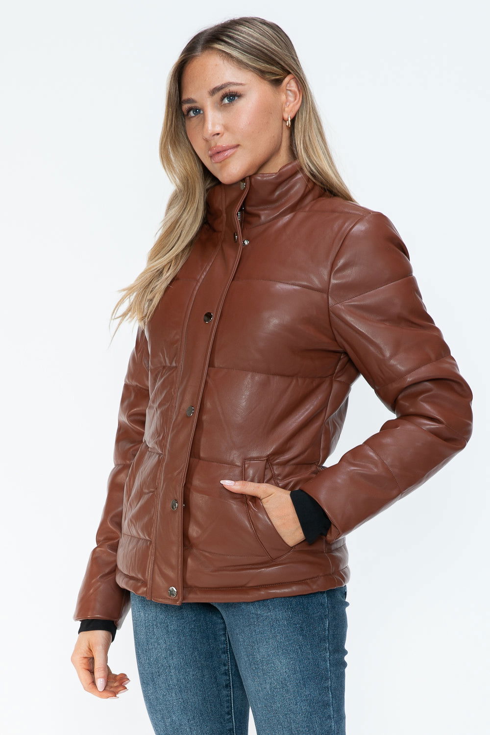 YMI Pocketed Zip Up Turtleneck Puffer Jacket us.meeeshop - 