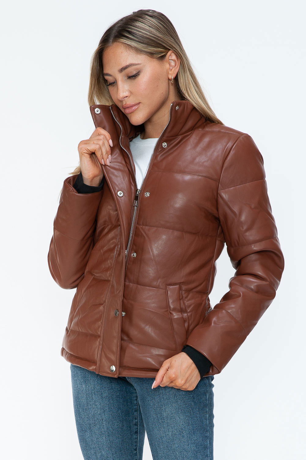 YMI Pocketed Zip Up Turtleneck Puffer Jacket us.meeeshop - 