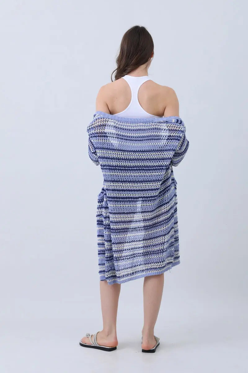 Nautical Blue Stripe Cardigan – Classic & Coastal Cool⚓🌊
