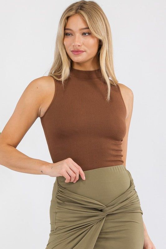 Yelete Always Classy Ribbed Mock Neck Tank us.meeeshop - 