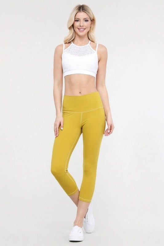 Yelete Buttery Soft Capri Activewear Leggings us.meeeshop - 