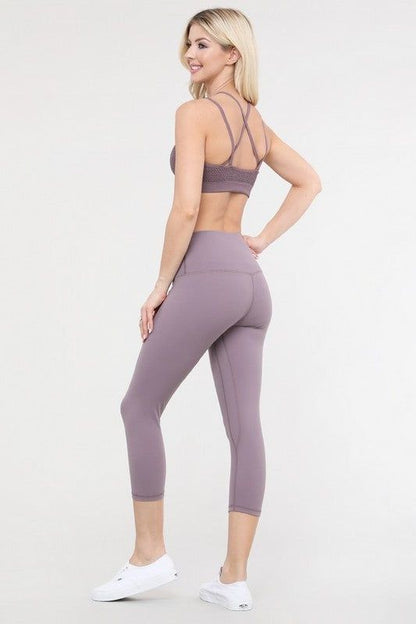 Yelete Buttery Soft Capri Activewear Leggings us.meeeshop - 