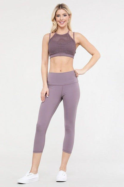 Yelete Buttery Soft Capri Activewear Leggings us.meeeshop - 