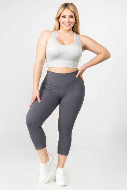 Yelete Buttery Soft Capri Activewear Leggings us.meeeshop - 