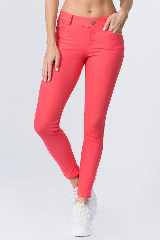 Yelete Cotton-Blend 5-Pocket Skinny Jeggings us.meeeshop - 