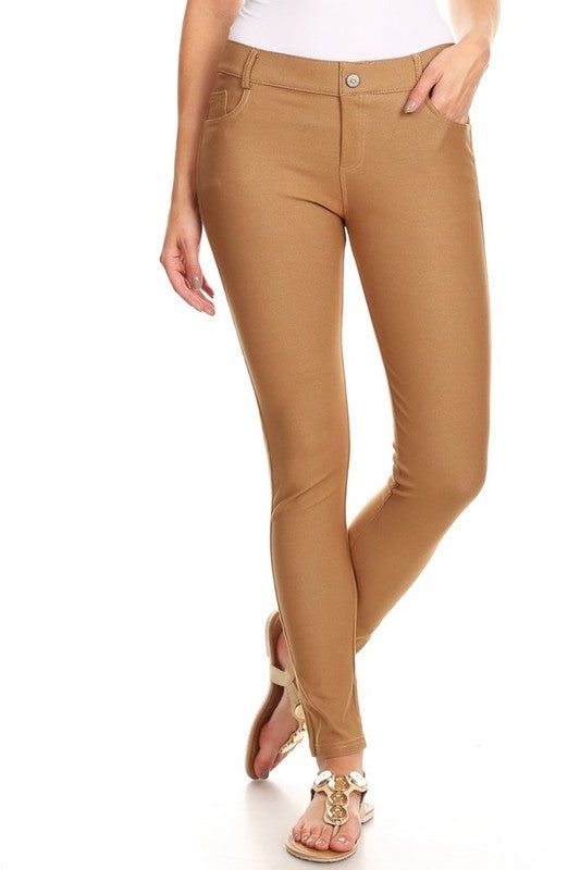 Yelete Cotton-Blend 5-Pocket Skinny Jeggings us.meeeshop - 