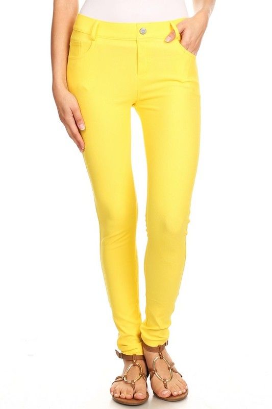 Yelete Cotton-Blend 5-Pocket Skinny Jeggings us.meeeshop - 