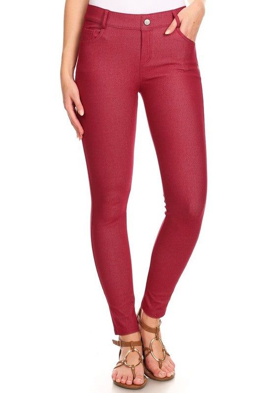 Yelete Cotton-Blend 5-Pocket Skinny Jeggings us.meeeshop - 