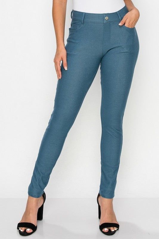 Yelete Cotton-Blend 5-Pocket Skinny Jeggings us.meeeshop - 