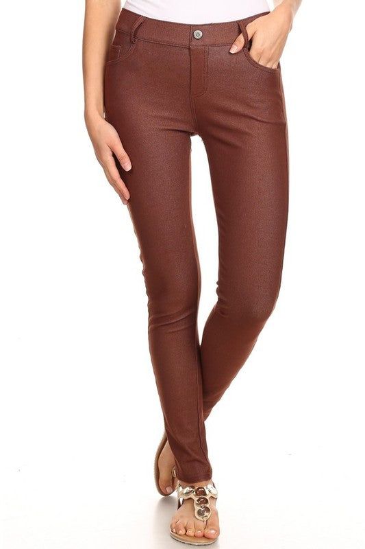 Yelete Cotton-Blend 5-Pocket Skinny Jeggings us.meeeshop - 