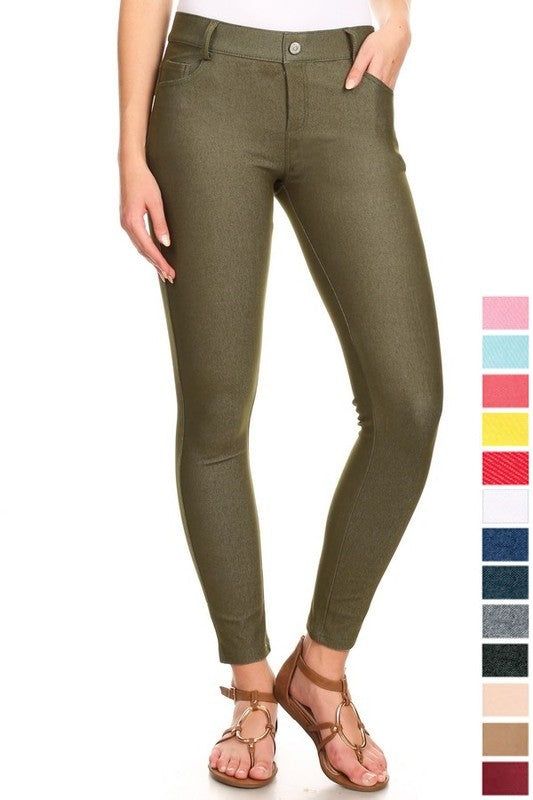 Yelete Cotton-Blend 5-Pocket Skinny Jeggings us.meeeshop - 