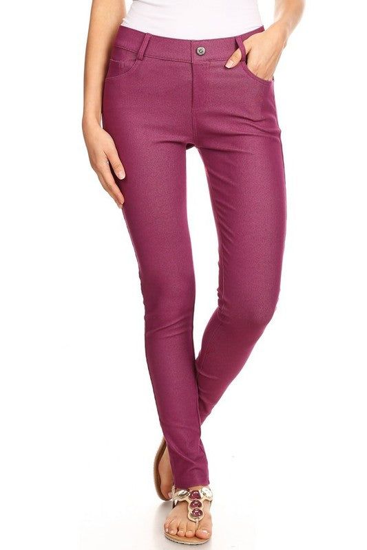 Yelete Cotton-Blend 5-Pocket Skinny Jeggings us.meeeshop - 