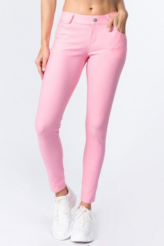 Yelete Cotton-Blend 5-Pocket Skinny Jeggings us.meeeshop - 