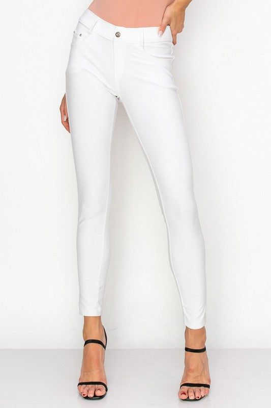 Yelete Cotton-Blend 5-Pocket Skinny Jeggings us.meeeshop - 