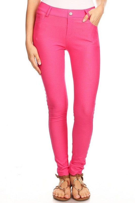 Yelete Cotton-Blend 5-Pocket Skinny Jeggings us.meeeshop - 